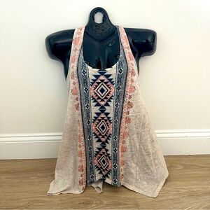 Silvergate Aztec sleeveless shirt with curved hem loose fit